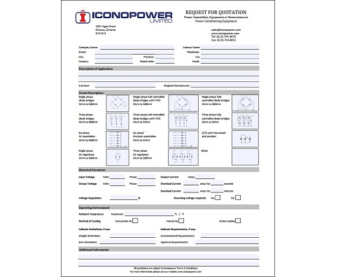 Request for custom power assembly form